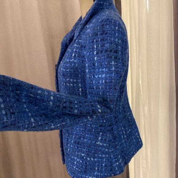 Slava Zaitsev Elegant Blue Tweed Women's Jacket, M - Picture 6 of 12
